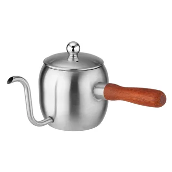 

500ML Stainless Steel Coffee Pot Long Spout Hand Punch Coffee Drip Kettle with Wooden Handle Home Office Coffee Pot Teapot
