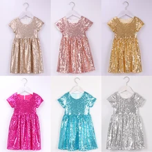 Вечерние платья с пайетками для девочек, свадебное платье, летнее платье для малышей, комфортное Хлопковое платье с подкладкой
