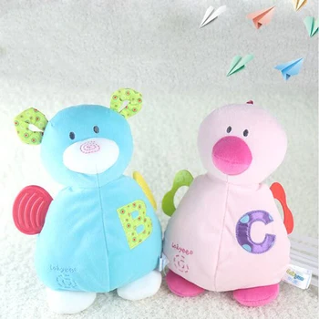 

Infant Stroller Hanging Mobile Rattles Baby Plush Rattles Toys with Teether Cartoon Bear Cow Animal Mobiles Toys