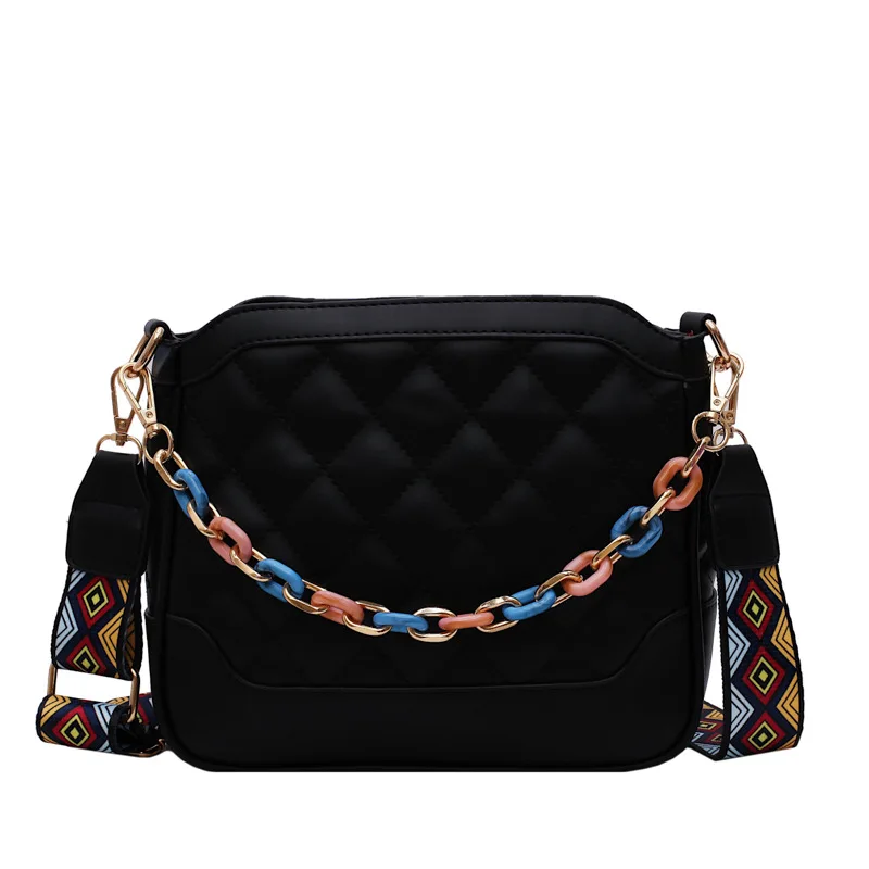 Сумки для женщин Сумка женская брендовая Оригинальность Дизайн сумки большая сумка женская цепь Портативная сумка на плечо модная сумка-мессенджер - Цвет: Черный