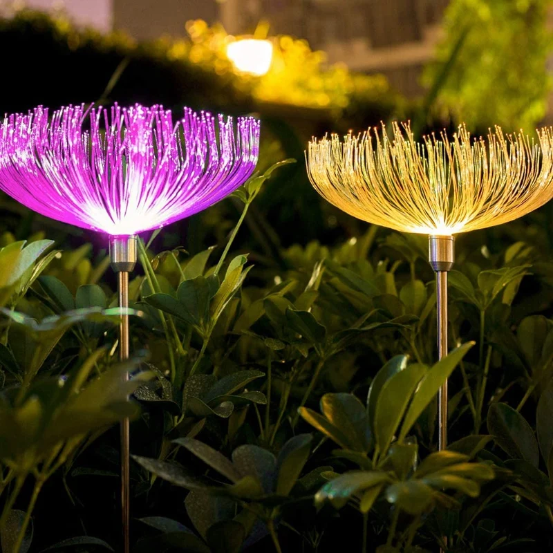 

Multi-Colored Solar Stake Light Outdoor Decorative IP65 Waterproof Fiber Optic Solar Lighting 2 Pack Solar Home Garden Light
