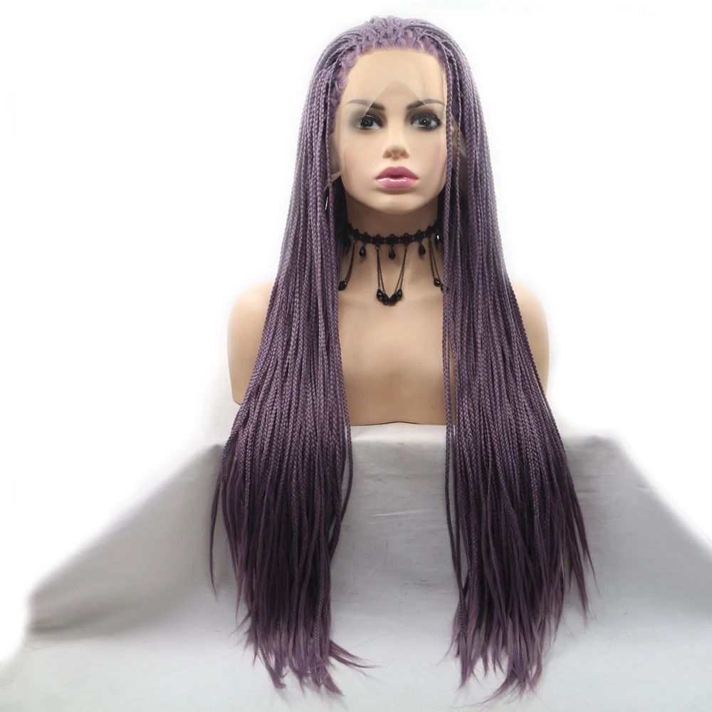 

Sylvia Purple Braids Synthetic Lace Front Wigs Long Heat Resistant Fiber Hair For Women