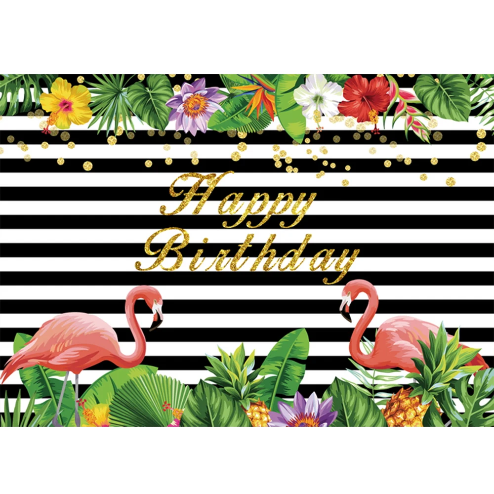 

Hawaii Party photocall flamingo backdrop watercolor striped summer birthday photographic backgrounds photography photo