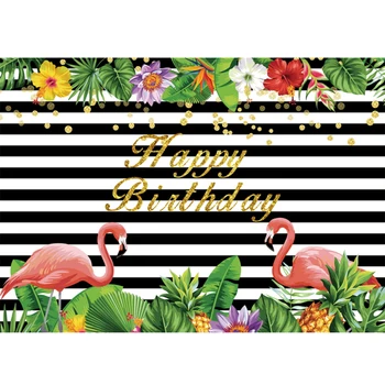 

Hawaii Party photocall flamingo backdrop watercolor striped summer birthday photographic backgrounds photography photo