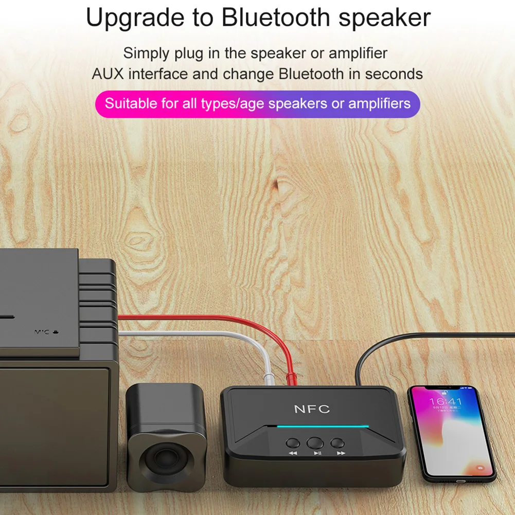 Bluetooth 5 0 Receiver Smart NFC A2DP RCA AUX 3 5MM Jack Wireless Adapter Suppotr USB Play For Auto Household Speaker Headphone