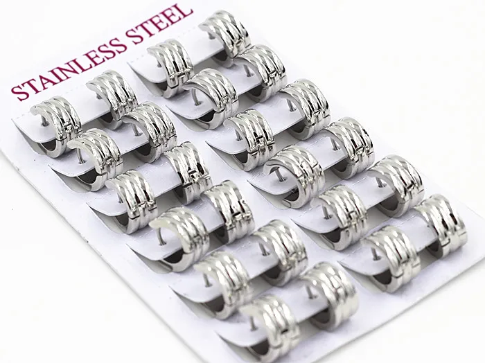 12 Pairs Gold/Silver Color Stainless Steel Hoop Earrings Frosted Punk Ear Stud for Women/Men Fashion Jewelry Gift Accessories