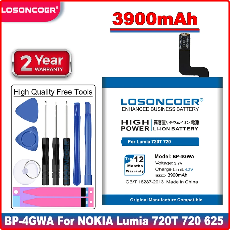 LOSONCOER 3900mAh BP-4GWA Battery Use for NOKIA Lumia 720T 720 625 625h+Gift tools | Мобильные телефоны и аксессуары