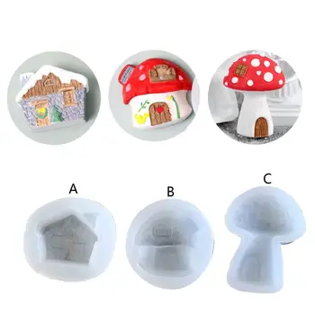 

Handmade Mushroom House Epoxy Resin Mold Garden Fairy Themed Mold Jewelry Candy Fondant Cake Decor BakingTools Art Craft