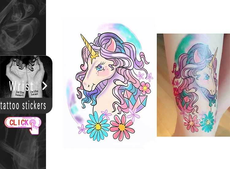 1 piece Temporary waterproof tattoo sticker flower owl bird skull Coloured Arm fake tattoo Small body art tattoo sticker