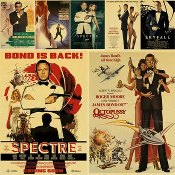 

British legend James Bond 007 Vintage Retro Movie Posters Kraft Paper and Prints Home Room Bar Wall Decor Poster Art Painting