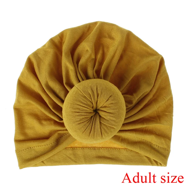 Fashion Mommy and Baby Cotton Round Ball Flower Hat Women Caps Girls Newborn Turban Knot Kids Adult Headwear Hair Accessories 22adult size