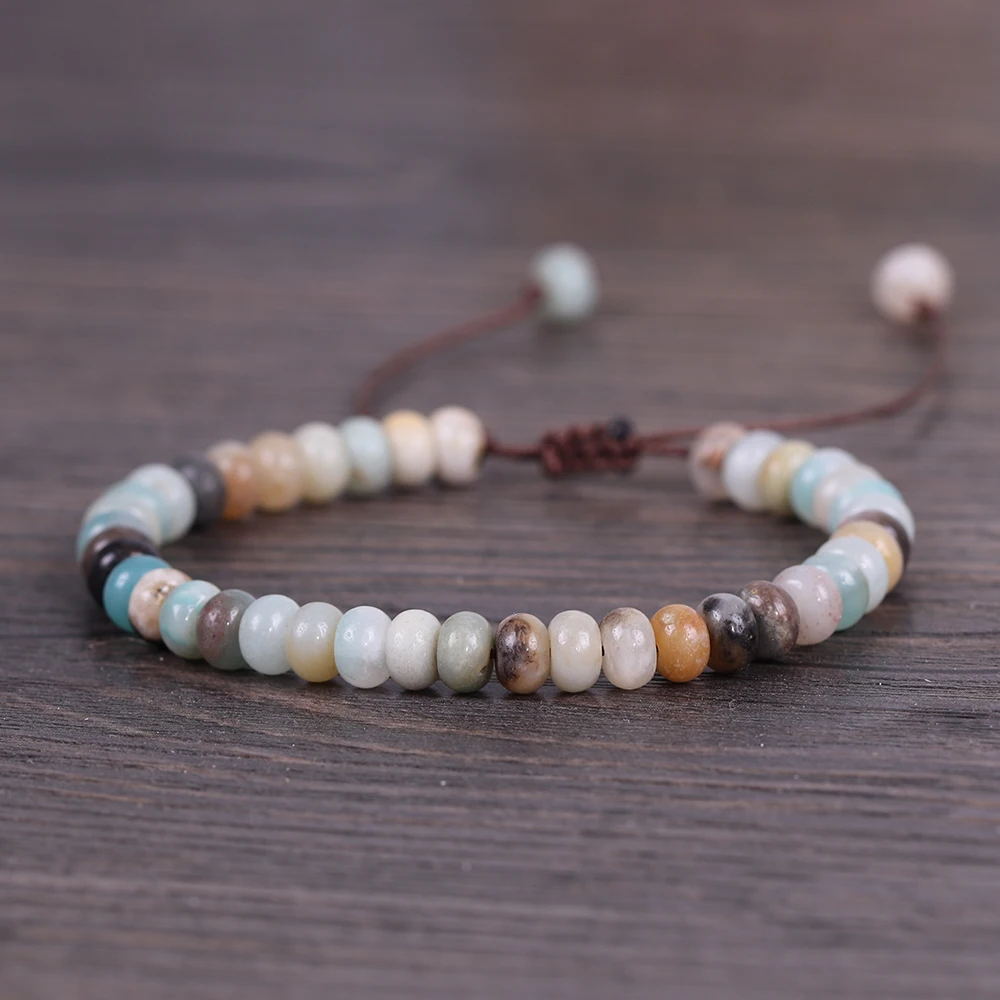 Плетеный браслет ручной работы очаровательные натуральные камни Amazon Stone Pulsera браслеты бусины из амазонита мужские и женские шикарные браслеты унисекс