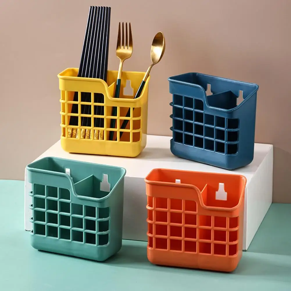 Excellent Chopsticks Holder Wall Mounted Moisture-proof Space-saving Plastic Cutlery Drying Drainer Storage Rack for Home