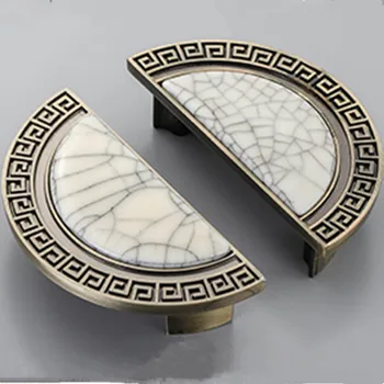 

128mm retro style bronze kitchen cabinet dresser furniture door handle 64mm antique brass ceramic drawer cabinet helf roung knob