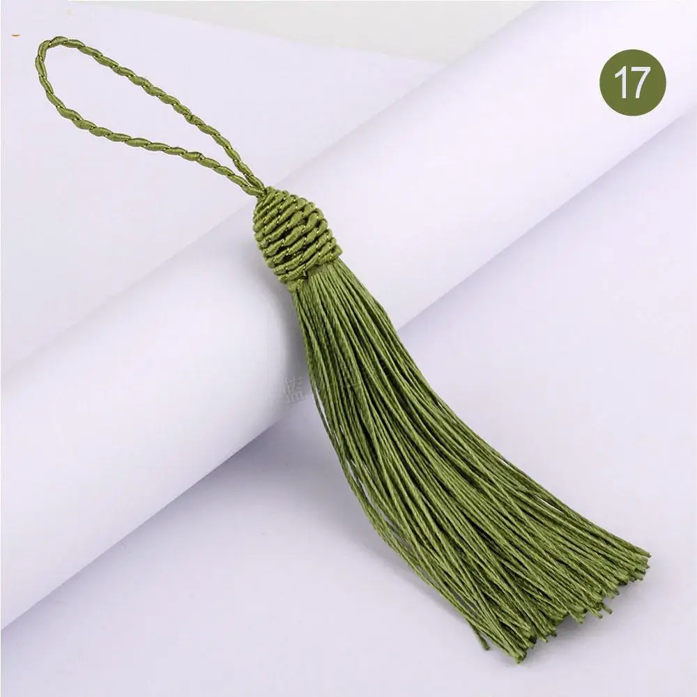 Army green 10 шт./партия, 14 см, с удлиненной гайкой кисточка для сережек, Очаровательная подвеска, атласные кисточки, сделай сам, фурнитура для ювелирных изделий, декоративная кисть - Цвет: Army green