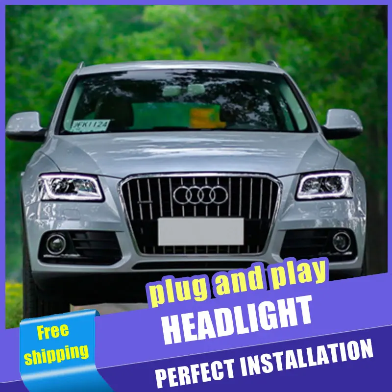 2 шт. автомобильный стиль светодиодный фары для Audi Q5 2009- для Q5 Головной фонарь светодиодный DRL Объектив двойной луч H7 HID Xenon bi xenon объектив