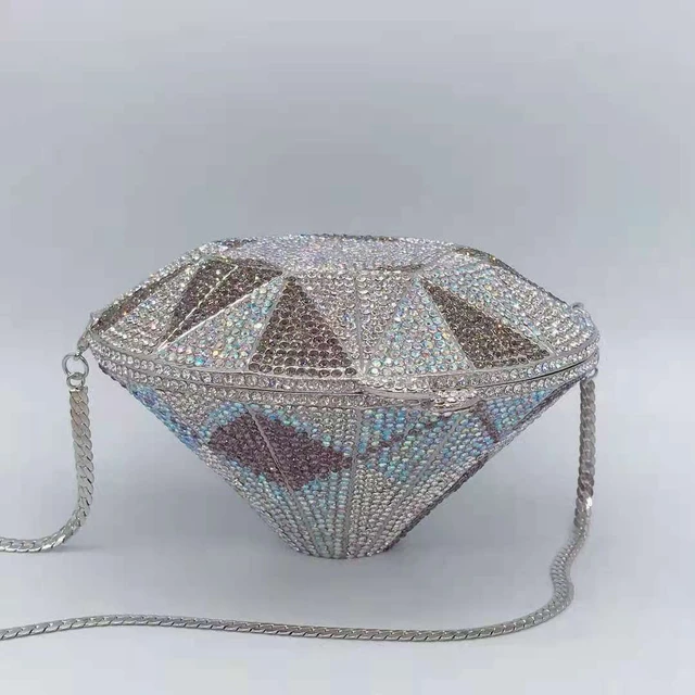 Y2K Style Trendy Diamond-Shaped Evening Handbag, Rhinestone Decor Crossbody  Bag, Women'S Clutch Purse With Chain Strap,Fantasy Novelty Purse For  Valentine'S Day,Wedding Party, ,Music Festival Mini Makeup Bag | SHEIN