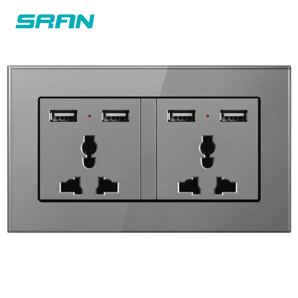 Универсальная Розетка SRAN 146 роскошная настенная розетка с 4 USB портами для зарядки