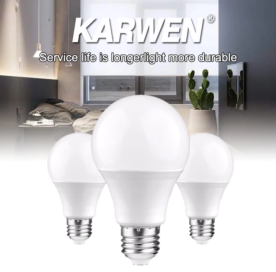 KARWEN 6 шт светодиодный светильник светодиодный лампы E27 3 W 5 W 7 W 9 W 12 W 15 W 18 W AC 220 V Холодный теплый белый лампада светодиодный Bombilla Spotlight