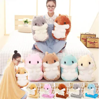 

WOSTAR Cute hamster super soft Flannel pillow blanket plush toy doll for home office car dual-use cushion air conditioner quilt