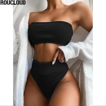 

High Waist Bikini 2020 Sexy Solid Color Swimsuit Women Push Up Bikini Set Summer Bathing Suit Brazilian Biquini Female