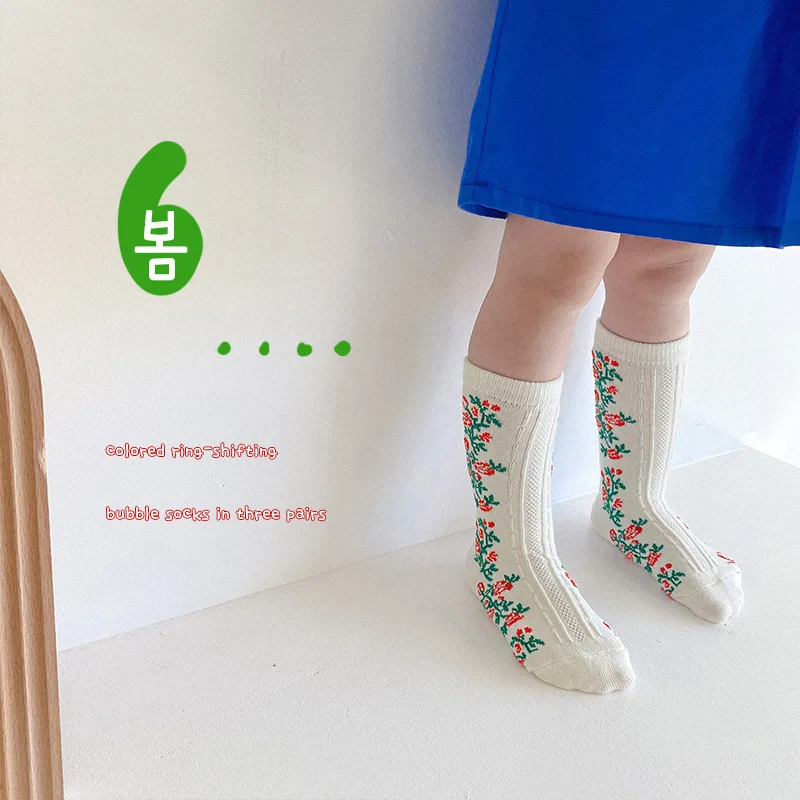 Cartoon Socks Children Socks 3 Pairs/lot Children's Socks Japanese Korean Style Cartoon Flower Women Socks Dress Girl's Spring Summer Kawaii