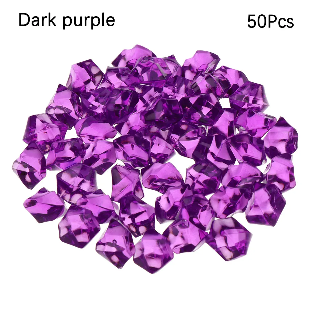 Dark purple 50 шт./пакет красочные искусственные кристаллы камней кубики льда галька наполнитель для сосудов рыба украшение для аквариума булыжники домашний сад DIY ремесла - Цвет: Dark purple