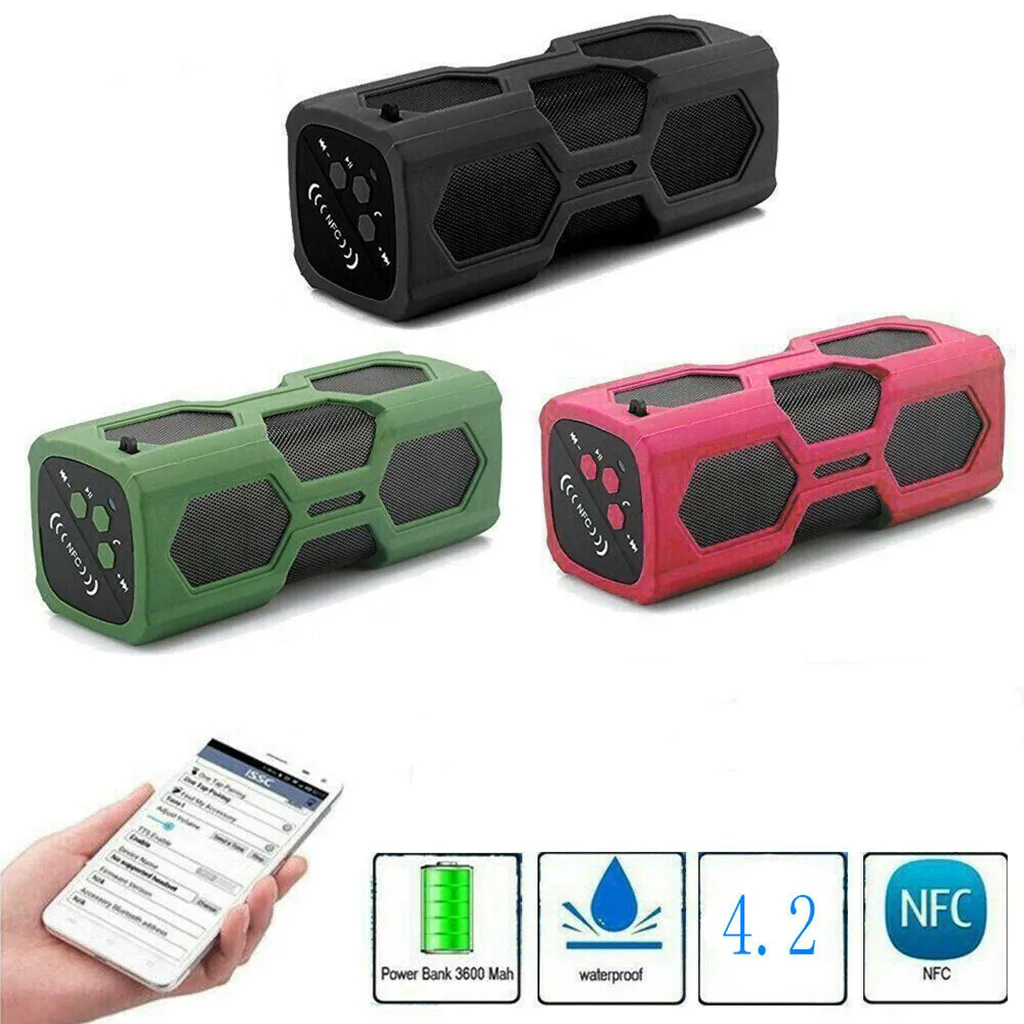 Bluetooth динамик Bluetooth 4,2 Портативная колонка водонепроницаемые беспроводные динамики внешний аккумулятор басовый сабвуфер NFC#1212g35