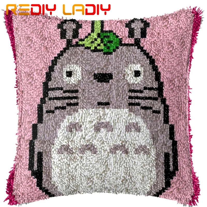 BZ161 Latch Hook Cushion White Cat Pre-Printed Canvas Cushion Front Acrylic Yarn Crochet Pillow Case Kits Sofa Bed Pillows Home Decor - Color: BZ161