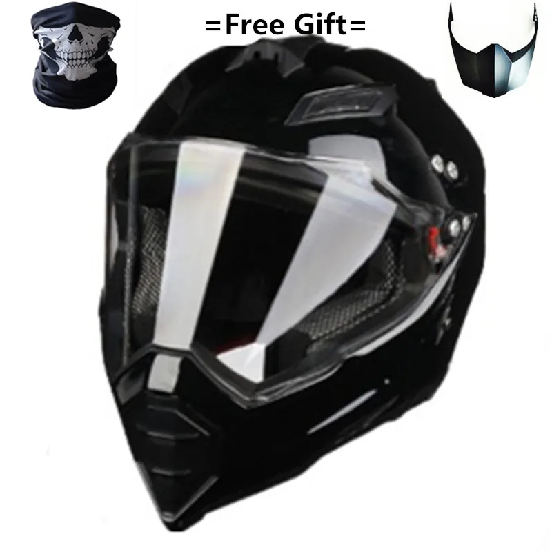 Gloss black Clear Professional Motocross Helmets Off Road Motorcycle Motocicleta Capacete Casco Cross Helmet motorcycle helmet dot capacete de mot - Цвет: Gloss black Clear