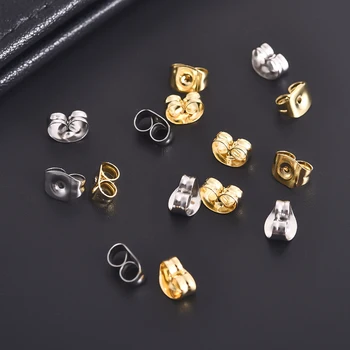 

50pcs Stainless Steel Stud Earrings Back Earring Plus Stopper Earrings Jewelry Accessories DIY Parts Ear Plugging