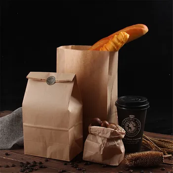 

S/M/L Disposable Food Packaging Kraft Paper Bag Food Sandwich Bread Baking Eco-friendly Bag For Party Wedding Supplies