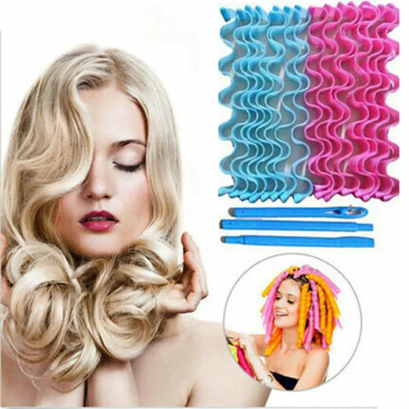 

24pcs Brand New Style Water Wave Magic Curlers Formers Leverage Spiral Magic Hair Care DIY Hair Styling Tools 25/30/45/55cm