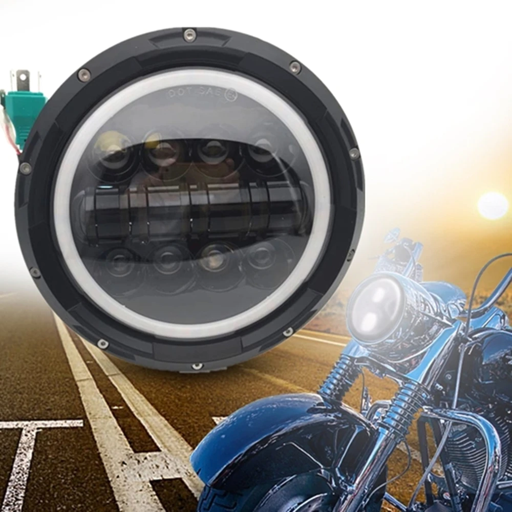 

1pc 80W Halo 7 Inch LED Headlight H4 Hi Low Beam With DRL Turn Signal Halo Motorcycle Headlight for 4x4 Jeep Hummer