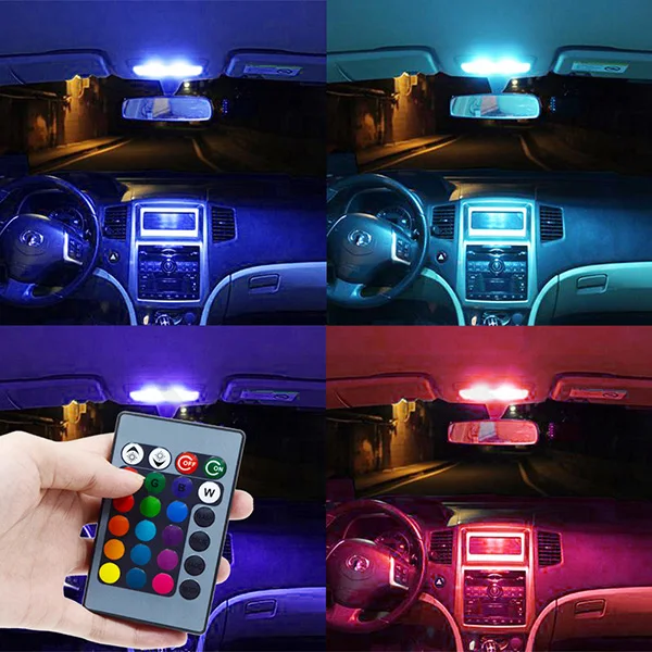 RGB 5050 15SMD Светодиодная панель для автомобиля Внутренние огни с дистанционное управление для автомобиля Купол гирлянда VS998