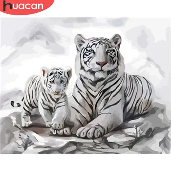 

HUACAN Oil Painting By Numbers Tiger Animals HandPainted Kits Drawing Canvas Pictures DIY Gift Home Decoration
