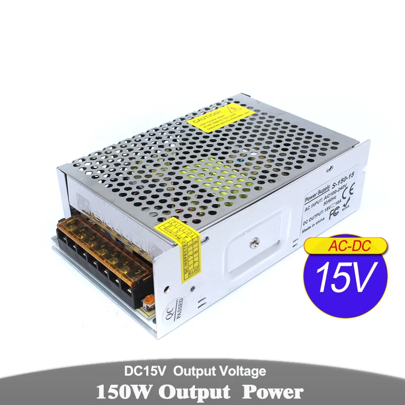 

DC15V 10A 150W Power Supply Switch LED Driver Transformers 220V 110V AC-DC 15V Power Source for CCTV camera Stpper CNC Lighting