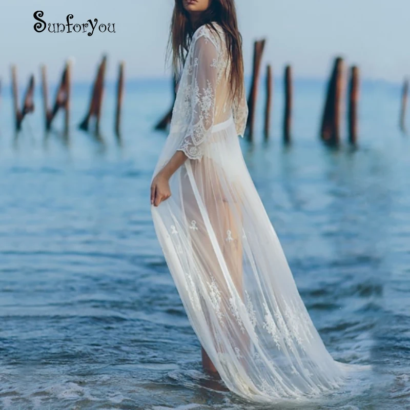 

White Lace Beach Cover up Honeymoon Holiday Dress Vestido de Playa Pareo Beach Robe de Plage Bikini Cover up Swimwear Sarong