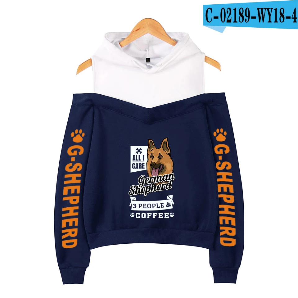 navyblue Горячее предложение, немецкая овчарка, с открытыми плечами, с капюшоном, для женщин, Новое поступление, модный принт, немецкая овчарка, без бретелек, на плечах, для девушек, сексуальное пальто - Цвет: navyblue