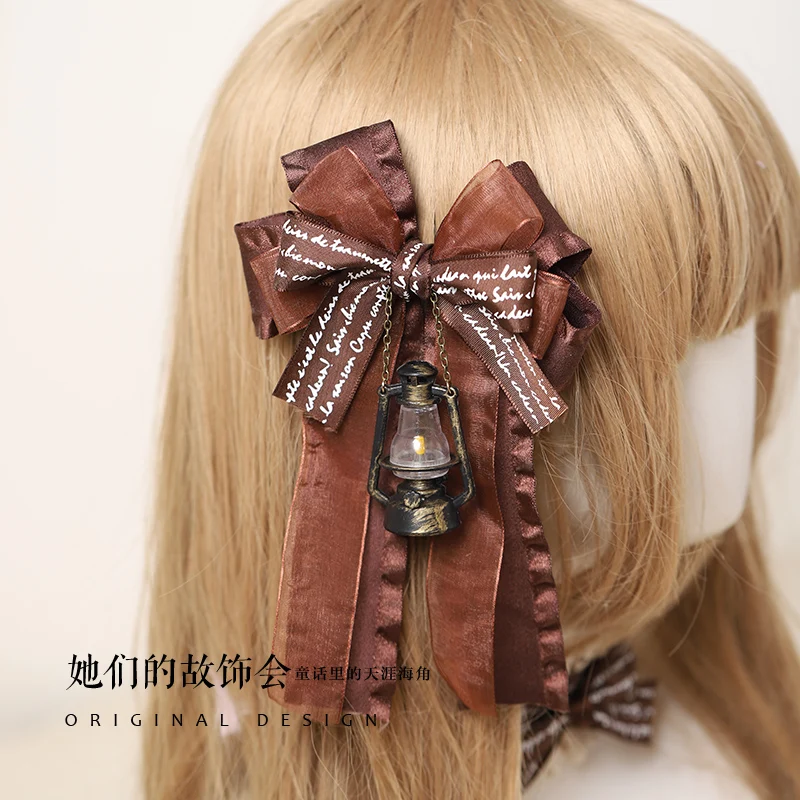 Handmade Bow Hair Accessories LOLITA Handmade Origional Design Chocolate Bear Ear KC Hair Clip Headdress anime cosplay