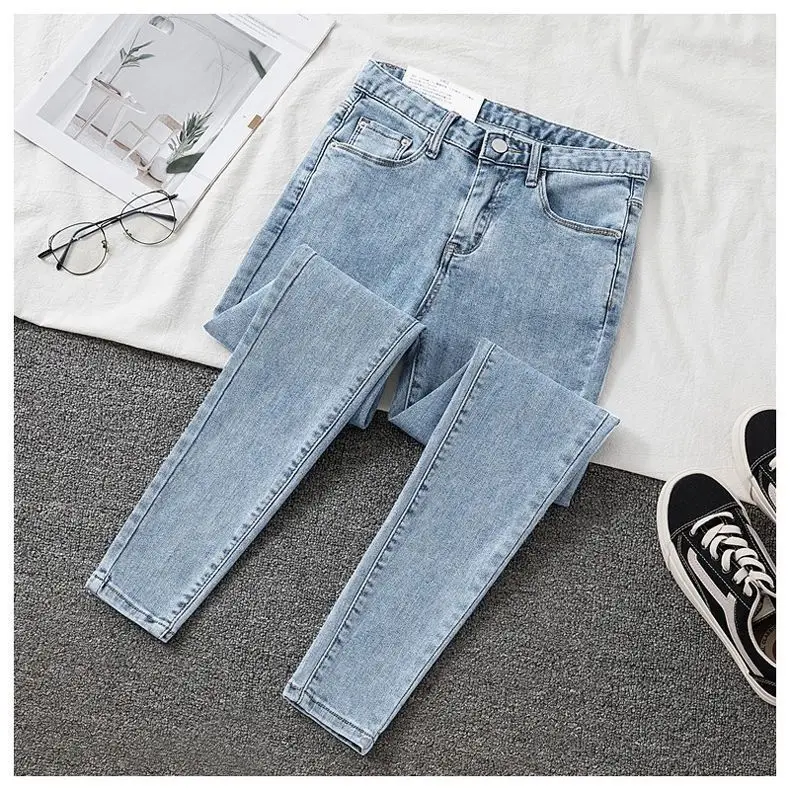 Pantalones vaqueros de cintura alta para mujer, Jeans ajustados,  informales, elásticos, color negro, primavera y otoño, 38 - AliExpress