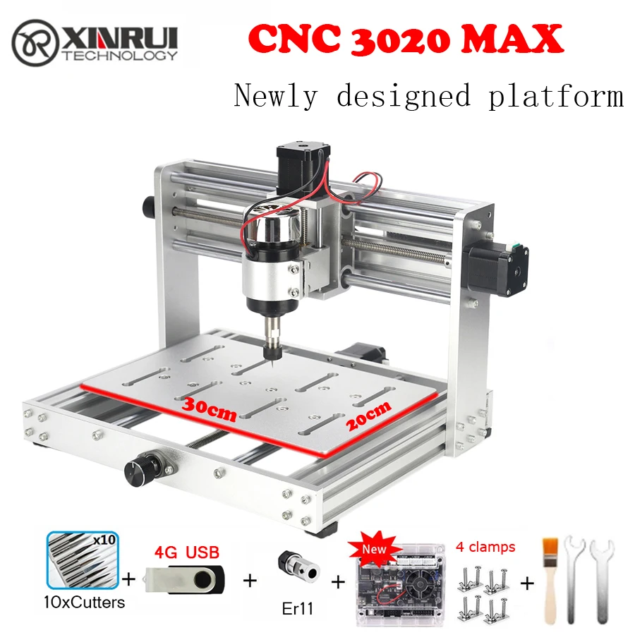 Фрезерный станок с ЧПУ 3020 pro MAX GRBL 3 оси 200 Вт|Фрезы по дереву| |