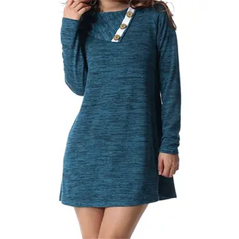 

2019 Autumn Dress Women Concise All-match Dress Lapel Long Sleeve Pullover Solid Color Casual Mini Dress