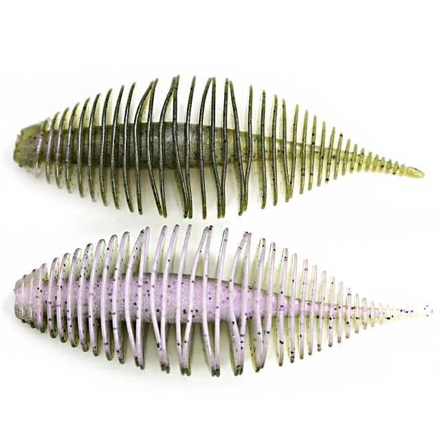 B&U BELLOWS GILL Soft Lure Worm Fishing Bass Lure Silicone Baits Soft Rubber For Fishing Swimbait Artificial leurre souple GREEN WHITE