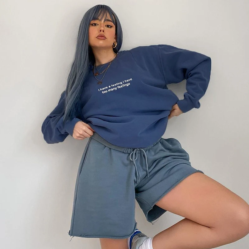 IAMSURE Streetwear Letter Print Long Sleeve Casual Loose Sweatshirt For Women Autumn Korean Fashion Oversize Pullover Harajuku