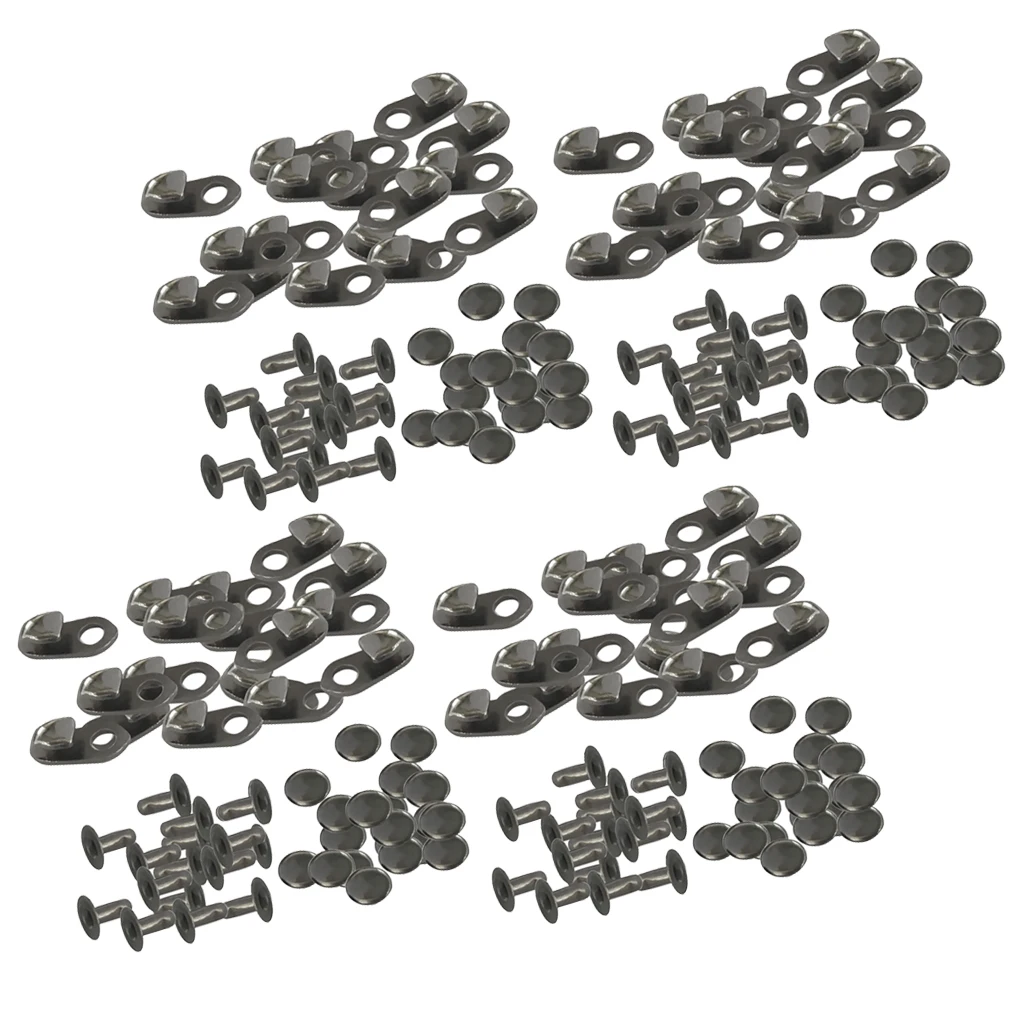 80 Sets Alloy Boot Lace Hooks Lace Fittings with Rivets Shoes Repair Kit Camp Hike Climb Supplies Black