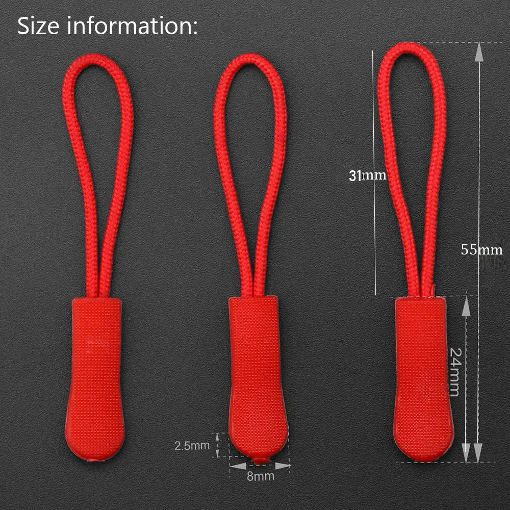 Zipper Puller End Fit Rope Tag Fixer Zip Cord Tab Replacement Clip Buckle Travel Bag Suitcase Tent Backpack Zipper Pull 10pcs