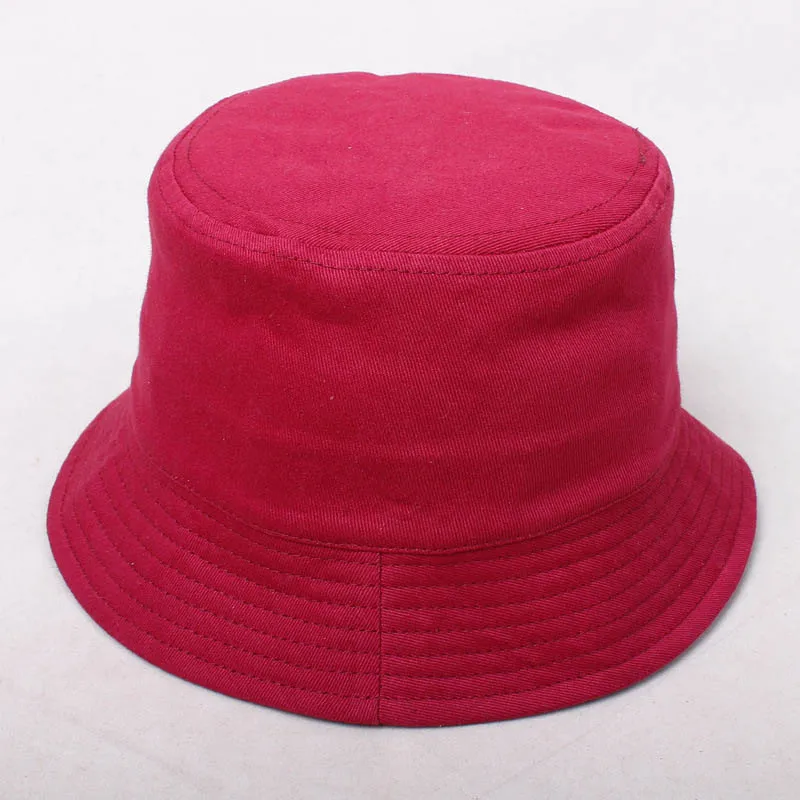 Wine red Корейские детские плоские Панамы, однотонные, черные, белые, розовые, Харадзюку, хлопковые, Боба, Панама, модная, солнцезащитная, Рыбацкая шапка - Цвет: Wine red