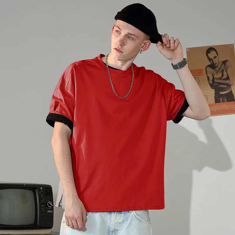 

2020 Men Solid T-Shirts Oversize Cotton Tee Shirt Black White Men's Summer Short Sleeve T Shirts Male TShirts Tshirt Homme