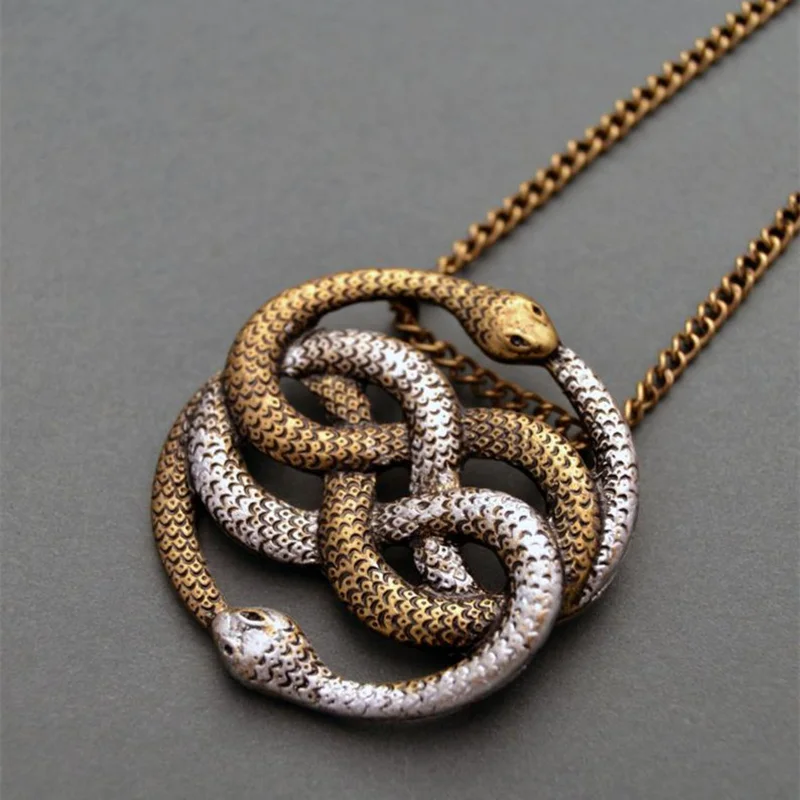 

Auryn Infinite Snake Pendant Necklace Party Jewelry Gold Color Snake Knot Ouroboros Charm Chain Necklaces for Women Men Gift